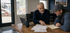 Hata advisor reviewing a Form 1120-S with a business owner